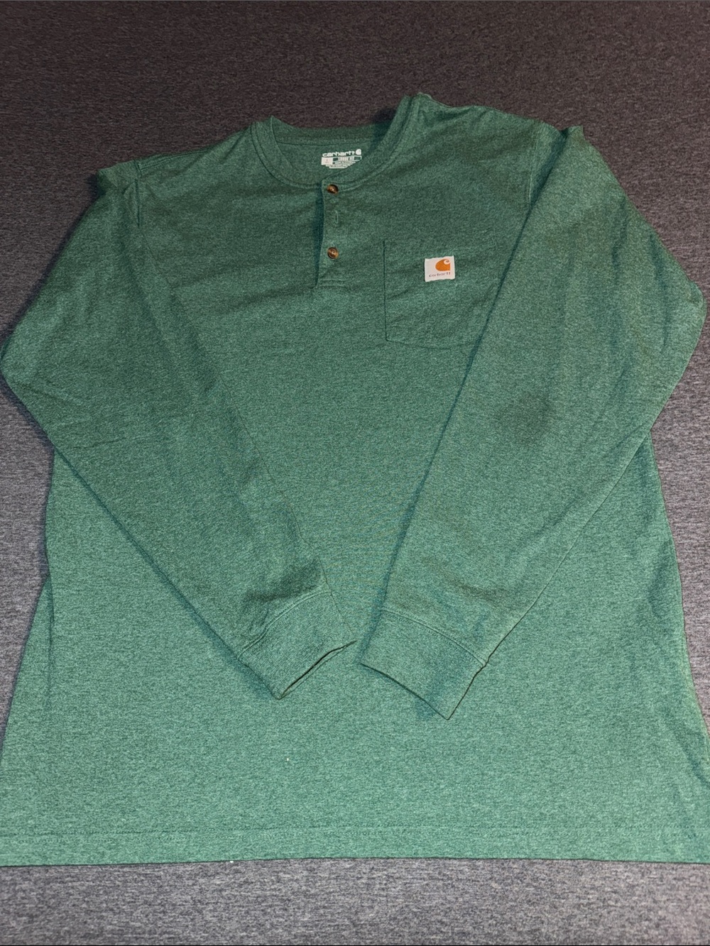 Carhartt Green Long-Sleeve Henley with Pocket